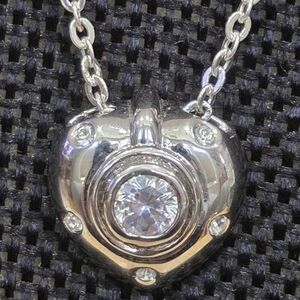 Napier Silver Heart Pendant Necklace with Clear Crystal Accent